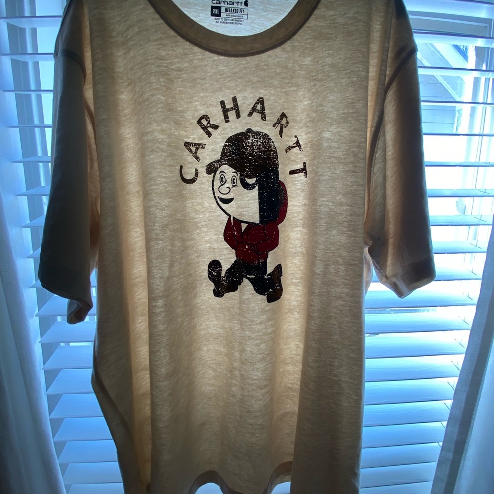 Carhartt adults Beige Cartoon Graphic Tee “working man”